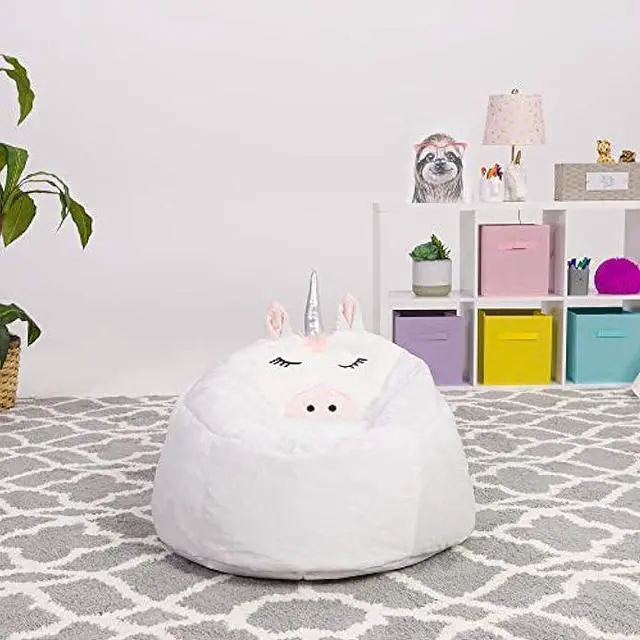 Alt view image 4 of 6 - Posh Creations Cute Soft and Comfy Bean Bag Chair for Kids, Large, Animal - White Unicorn
