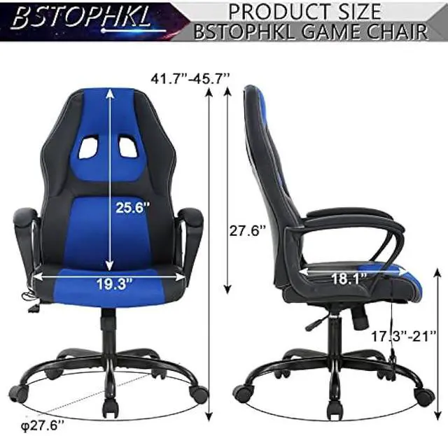 Alt view image 2 of 7 - Gaming Chair Massage Office Chair Ergonomic Video Game Chairs Adjustable Reclining Computer Chair with Lumbar Support Armrest Headrest Task Rolling Swivel Chair Game Chair for Adult Teen, Blue