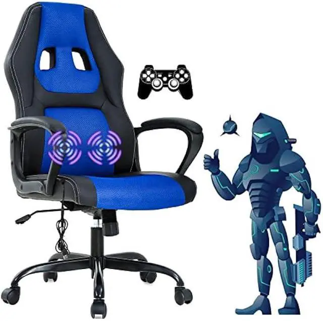 Alt view image 7 of 7 - Gaming Chair Massage Office Chair Ergonomic Video Game Chairs Adjustable Reclining Computer Chair with Lumbar Support Armrest Headrest Task Rolling Swivel Chair Game Chair for Adult Teen, Blue