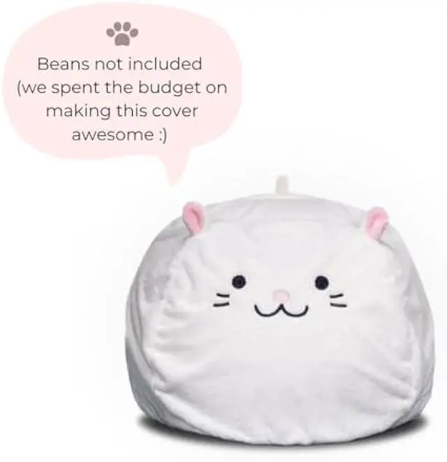 Alt view image 4 of 7 - Furry Bean Bag Cover, Faux Fur Bean Bag Chair Cover for Kids, Teens and Adults 32x32x18in (Pinky Cat)