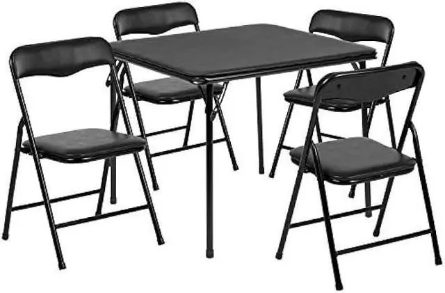 Alt view image 5 of 6 - HBCY Creations 5 Piece Kid's Folding Table and Chairs Set - Black Design - Lightweight & Portable - Safety Lock Feature - Seating for 4