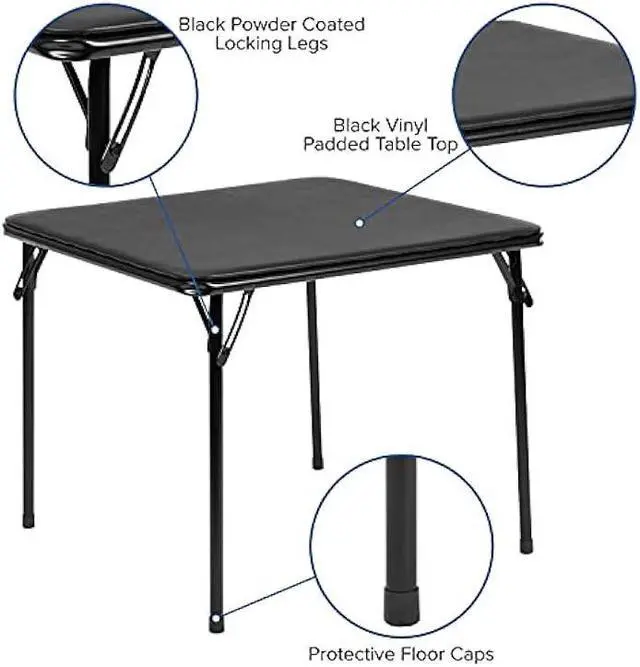 Alt view image 6 of 6 - HBCY Creations 5 Piece Kid's Folding Table and Chairs Set - Black Design - Lightweight & Portable - Safety Lock Feature - Seating for 4