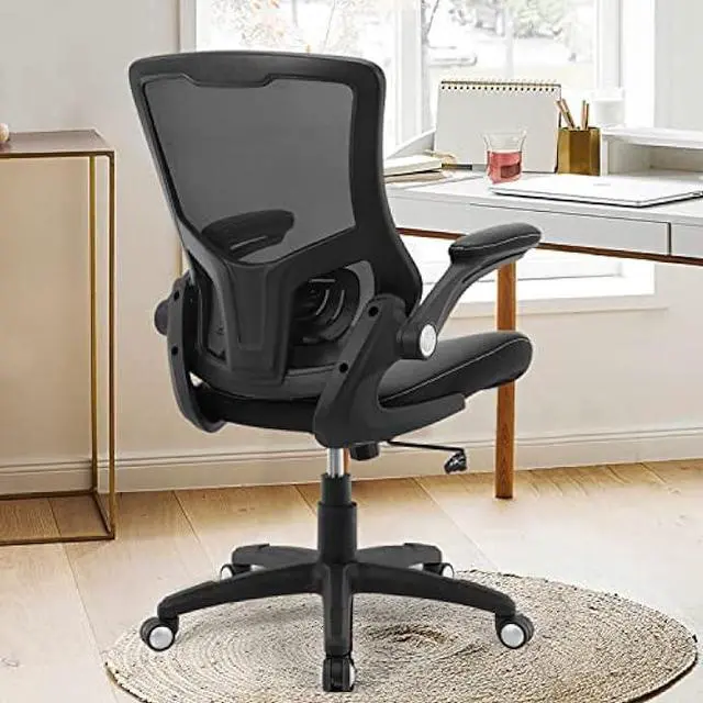 Alt view image 2 of 5 - Office Chair Ergonomic Desk Chair, Computer PU Leather Home Office Chair, Swivel Mesh Back Adjustable Lumbar Support Flip-up Arms Executive Task Chair
