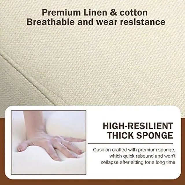 Alt view image 5 of 5 - WACASA Accent Chair, Mid-Century Modern Side Chairs for Living Room, Bedroom, Balcony, Reading Room, Deeper Sitting Chair with Pillow, Comfortable Armchair with Solid Wood Frame & Soft Cushion, Beige