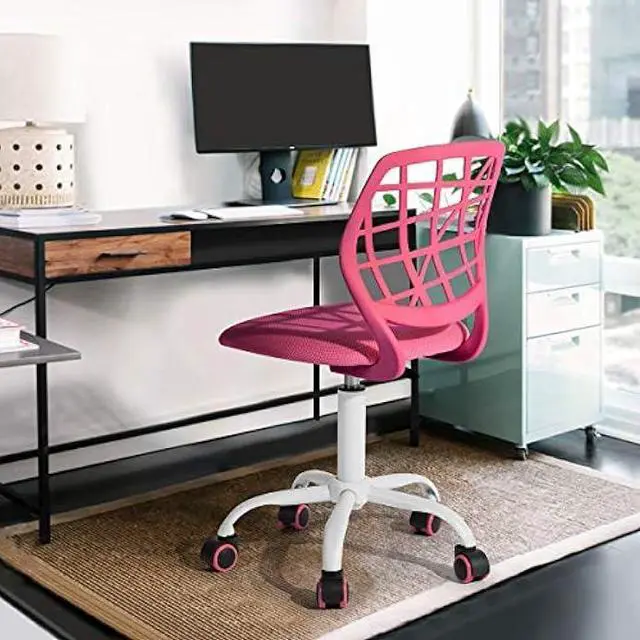 Alt view image 2 of 5 - FurnitureR Teens Boys Girls Writing Task Chair Low Mid PP Mesh Back Fabric Seat,Home Children Study Chair (Pink, 1pc)