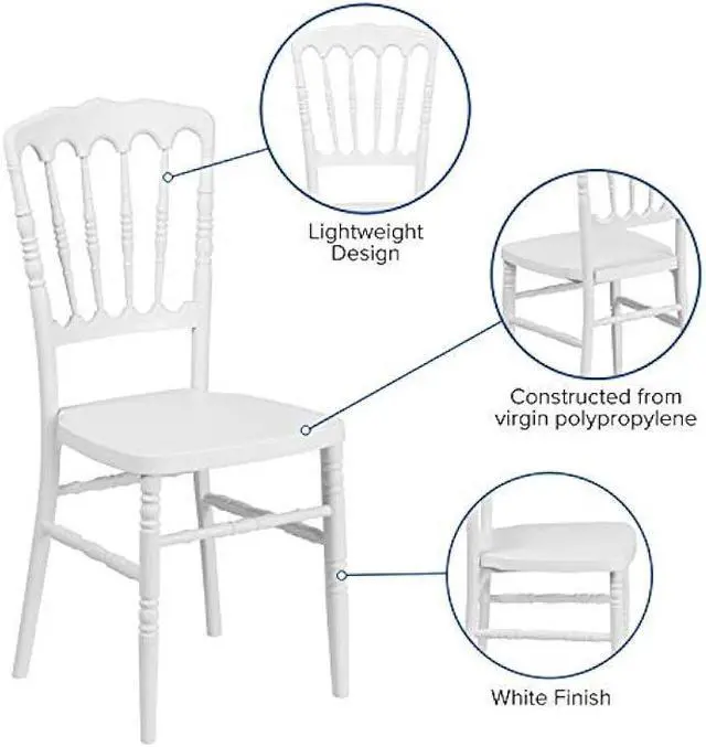 Alt view image 3 of 4 - Flash Furniture HERCULES Series White Resin Stacking Napoleon Chair