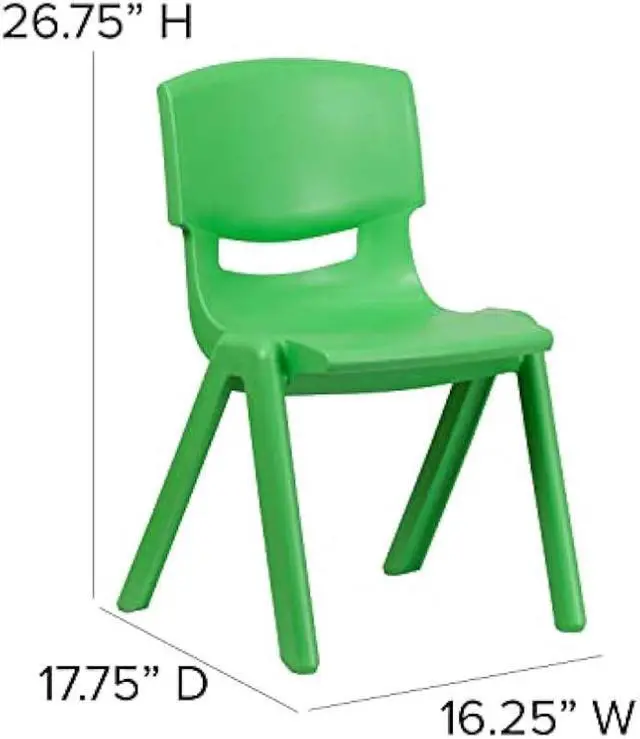 Alt view image 3 of 5 - Flash Furniture Whitney 2 Pack Green Plastic Stackable School Chair with 15.5 Seat Height