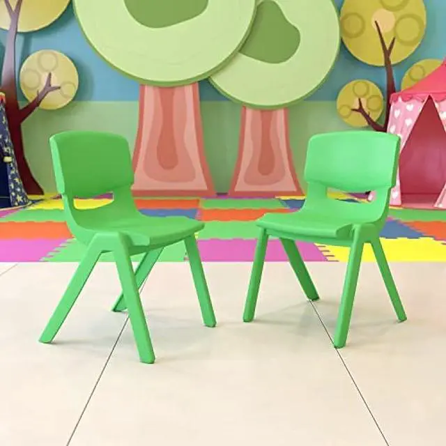 Alt view image 2 of 5 - Flash Furniture Whitney 2 Pack Green Plastic Stackable School Chair with 15.5 Seat Height