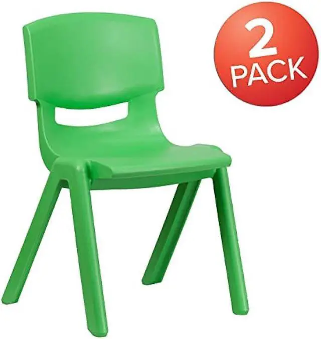 Alt view image 4 of 5 - Flash Furniture Whitney 2 Pack Green Plastic Stackable School Chair with 15.5 Seat Height