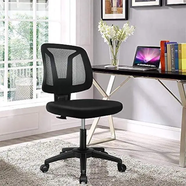 Alt view image 2 of 4 - VigorPow Armless Mesh Office Chair Ergonomic Swivel Black Small Computer Desk Chair No Arms with Lumbar Support Height Adjustable Task Chair for Adults and Kids