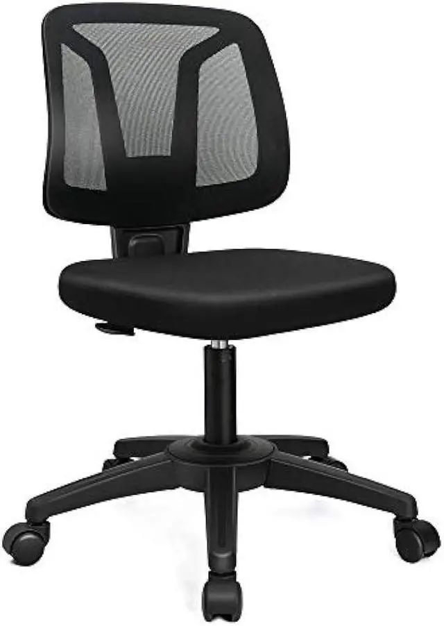 Main image of VigorPow Armless Mesh Office Chair Ergonomic Swivel Black Small Computer Desk Chair No Arms with Lumbar Support Height Adjustable Task Chair for Adults and Kids