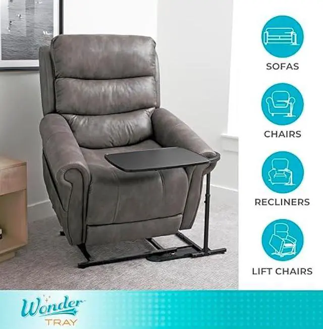 Alt view image 6 of 6 - Stander Wonder Tray, Adjustable Swivel Table, Large Laptop Stand, Couch Desk, Side Tables & Gaming Bench, TV-Trays for Eating on Couches, Chairs, Recliners, Black