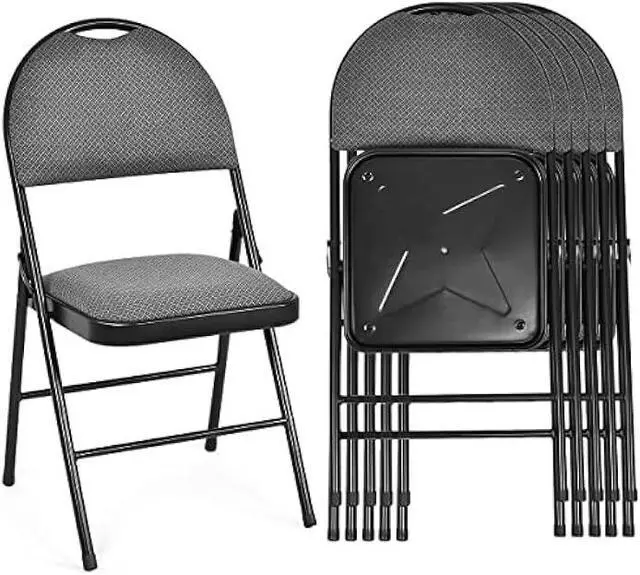 Main image of ARLIME 6 PCS Folding Chairs w/Padded Seats, Padded Foldable Seats w/Handle Hole, Upholstered Seat, Steel Frame, Folding Chair for Home, Church, School, Office, Wedding Party, Courtyard Use, Grey