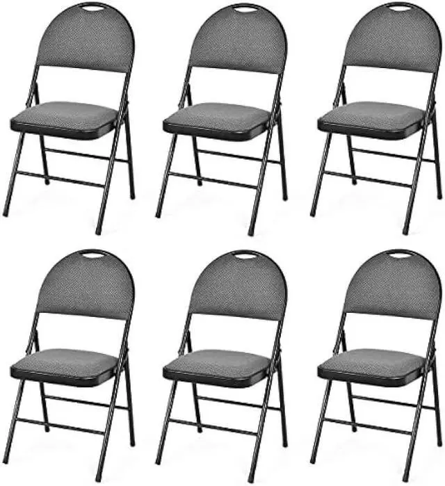 Alt view image 3 of 5 - ARLIME 6 PCS Folding Chairs w/Padded Seats, Padded Foldable Seats w/Handle Hole, Upholstered Seat, Steel Frame, Folding Chair for Home, Church, School, Office, Wedding Party, Courtyard Use, Grey