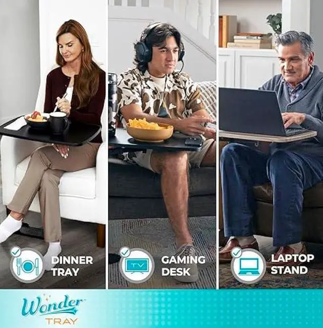 Alt view image 5 of 6 - Stander Wonder Tray, Adjustable Swivel Table, Large Laptop Stand, Couch Desk, Side Tables & Gaming Bench, TV-Trays for Eating on Couches, Chairs, Recliners, Black