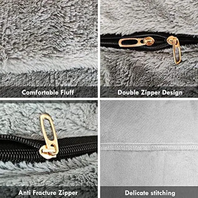 Alt view image 3 of 5 - (No Filler) Bean Bag Chair Cover Without Filler,Big Round Soft Fluffy PV Velvet Washable Bean Bag Lazy Sofa Bed Cover for Adults,Living Room Bedroom Furniture Outside,5ft Black