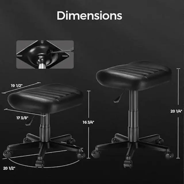Alt view image 3 of 5 - EUREKA ERGONOMIC Multi-Use Stool, Height Adjustable Swivel Rolling Stool Chair W Wheels, Ottoman Footrest for Gaming, Home Office, Black