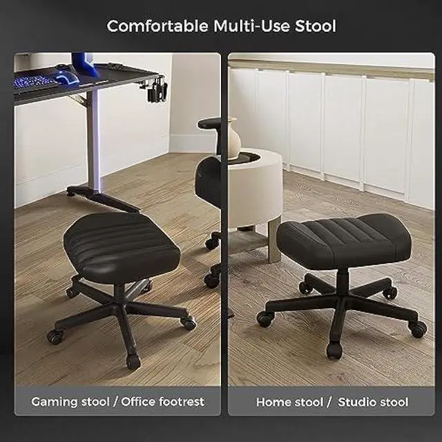 Alt view image 4 of 5 - EUREKA ERGONOMIC Multi-Use Stool, Height Adjustable Swivel Rolling Stool Chair W Wheels, Ottoman Footrest for Gaming, Home Office, Black