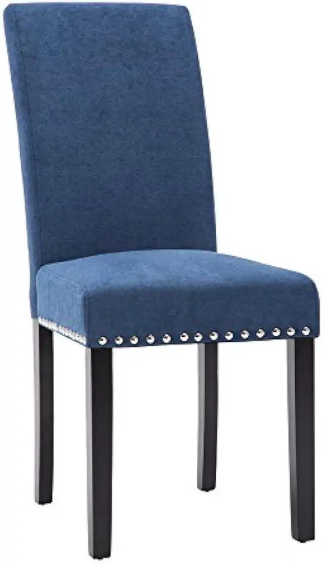 Alt view image 3 of 4 - NOBPEINT Dining Chair Upholstered Fabric Dining Chairs with Copper Nails,Set of 2,Blue