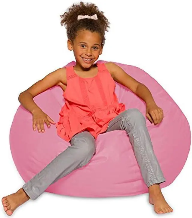 Main image of Big Comfy Bean Bag Chair: Posh Large Beanbag Chairs with Removable Cover for Kids, Teens and Adults - Polyester Cloth Puff Sack Lounger Furniture for All Ages - 27 Inch - Solid Pink