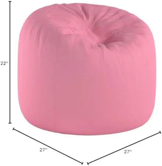 Alt view image 3 of 6 - Big Comfy Bean Bag Chair: Posh Large Beanbag Chairs with Removable Cover for Kids, Teens and Adults - Polyester Cloth Puff Sack Lounger Furniture for All Ages - 27 Inch - Solid Pink