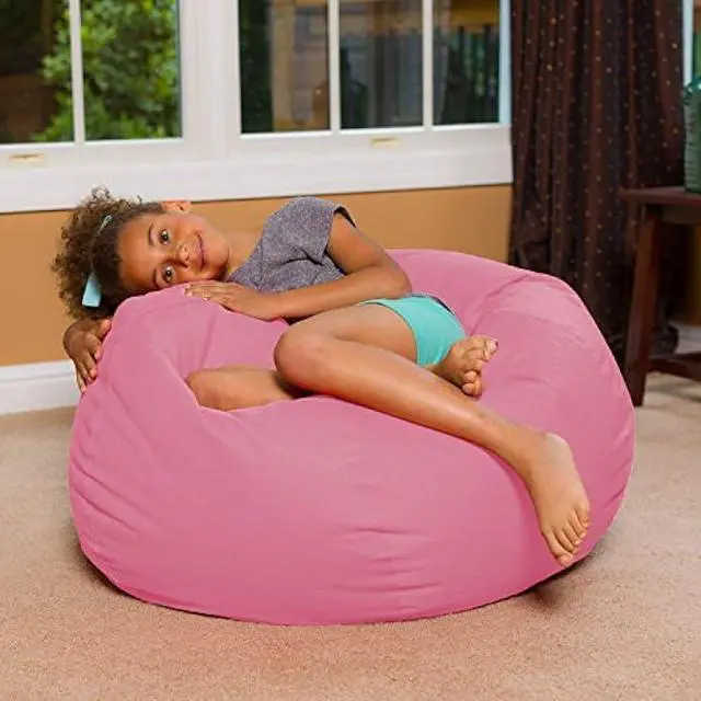 Alt view image 5 of 6 - Big Comfy Bean Bag Chair: Posh Large Beanbag Chairs with Removable Cover for Kids, Teens and Adults - Polyester Cloth Puff Sack Lounger Furniture for All Ages - 27 Inch - Solid Pink