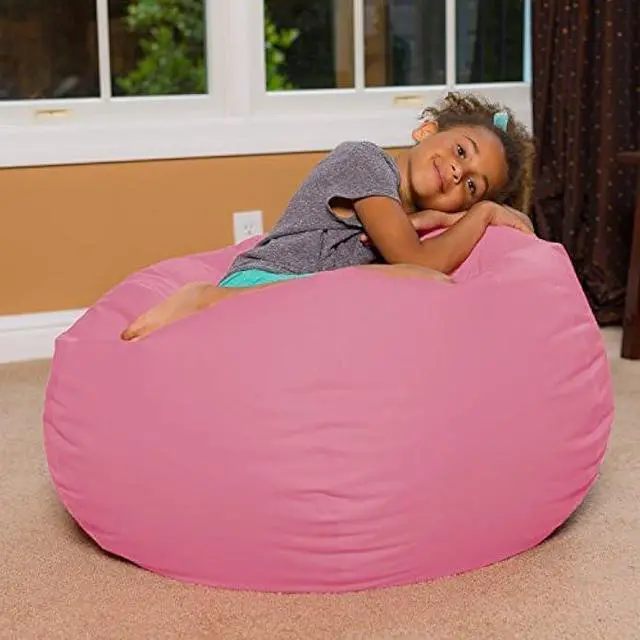 Alt view image 6 of 6 - Big Comfy Bean Bag Chair: Posh Large Beanbag Chairs with Removable Cover for Kids, Teens and Adults - Polyester Cloth Puff Sack Lounger Furniture for All Ages - 27 Inch - Solid Pink
