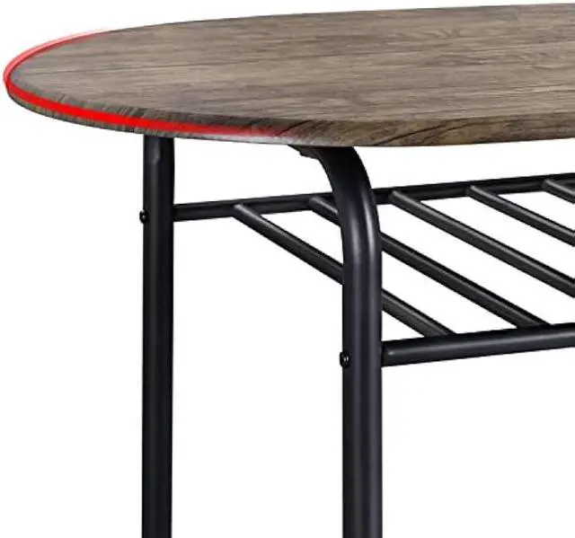 Alt view image 5 of 6 - Topeakmart 3 Piece Kitchen Table Set - Dining Table Sets for 2 - Compact Table and Chairs w/Steel Frame & Shelf Storage for Small Spaces, Apartment,Bistro - Drift Brown