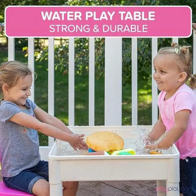 Alt view image 5 of 5 - Play Platoon Kids Table and Chairs Set, Toddler 5 in 1 Pastel Activity Table - Sensory, Water, Art, Picnic, Blocks with Storage for Girls Ages 2 to 8 - with Pink and Blue Chairs
