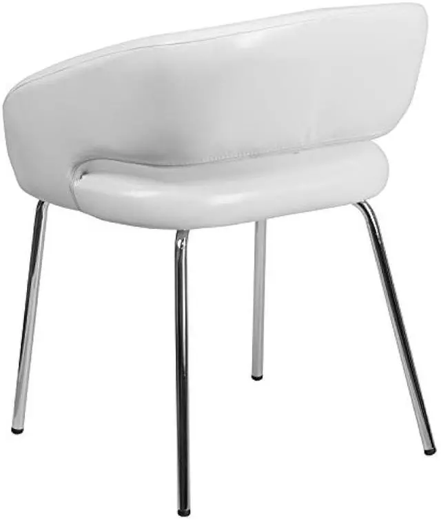 Alt view image 4 of 4 - Flash Furniture Fusion Series LeatherSoft Upholstered Side Reception Chair, Retro Padded Lounge Chair for Living Room or Office, White