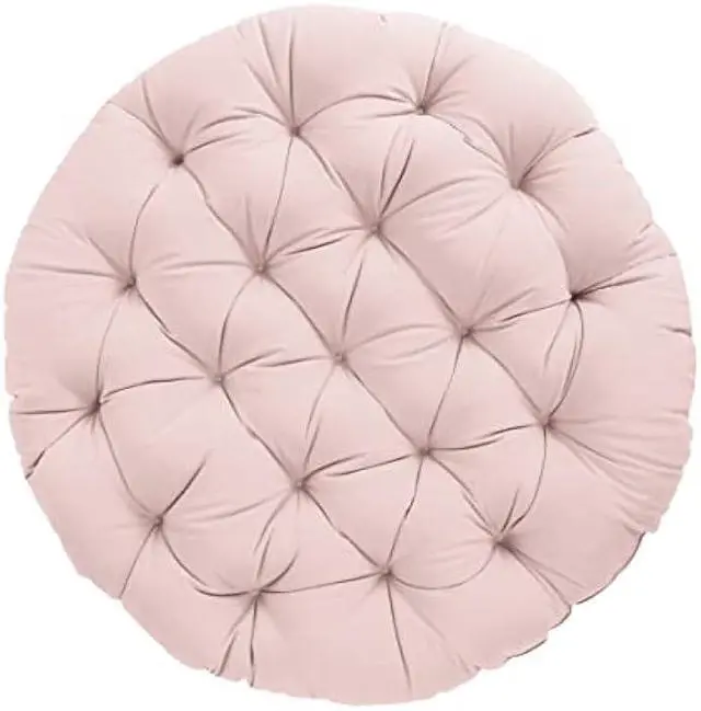 Alt view image 3 of 6 - Sorra Home Tufted Papasan Cushion - Bucket & Moon Chair Comfy Round Cushion - Floor Pillow with Plush Foam for Indoor Furniture (Frame Not Included) - Blush Pink (44 x 44 x 4)