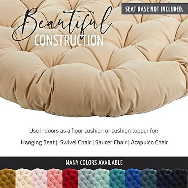 Alt view image 6 of 6 - Sorra Home Tufted Papasan Cushion - Bucket & Moon Chair Comfy Round Cushion - Floor Pillow with Plush Foam for Indoor Furniture (Frame Not Included) - Blush Pink (44 x 44 x 4)