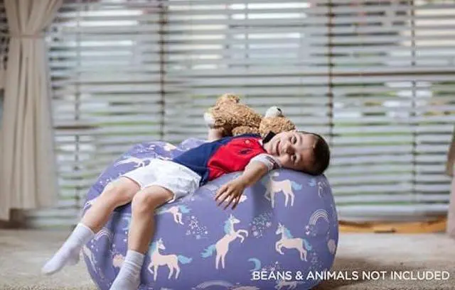 Alt view image 6 of 6 - Aubliss Stuffed Animal Storage Bean Bag, Unicorn Bean Bag Chair, Stuff 'n Sit for Kids, Large 38-Canvas Unicorn Blue