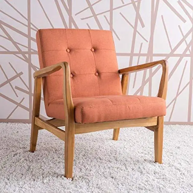 Alt view image 2 of 4 - Christopher Knight Home Brayden Fabric Club Chair, Orange 28.25D x 25.25W x 31.25H in