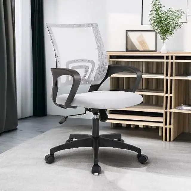 Alt view image 2 of 4 - BestOffice | Ergonomic Office Chair | Mid-Back Swivel Desk Chair | Breathable Backrest & Lumbar Support | Adjustable Height | Sponge Seat | Rolling Wheels | White | for Adults & Women
