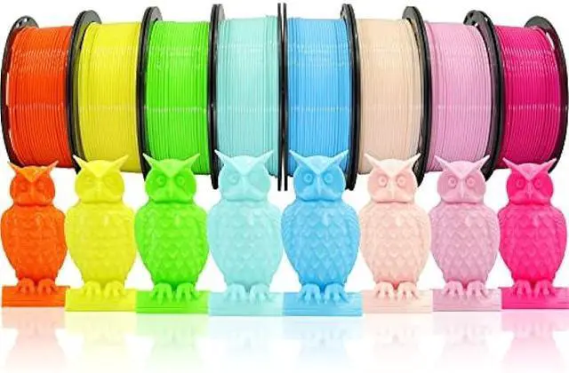Main image of 1.75mm 3D Printer PLA Filament 8 Colors Bundle: Pink, Yellow, Orange, Lime Green, Sky Blue, Cyan, Beige, Rose Red, 8 Spools Packed, Each 250g, Total 2Kg 3D Printing Material, 250g x 8 Spools