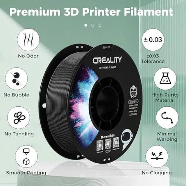 Alt view image 2 of 6 - Creality ABS Filament 1.75mm-Halloween Gifts, 3D Printer Filament, No-Tangling, Strong Bonding and Overhang Performance Dimensional Accuracy +/-0.02mm, 2.2lbs/Spool