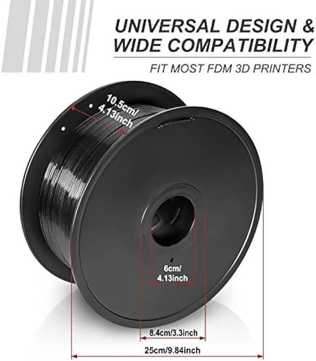 Alt view image 3 of 6 - Petg Filament 1.75,Toughness Enhanced Black Petg Vacuum Sealed,3kg Spool Adhere Well Tangle-Free 3D Printing Filament,Dimensional Accuracy 1.75mm ±0.02mm Fit Most FDM Printer
