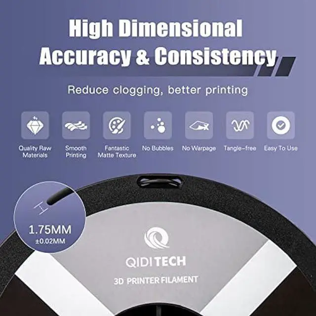 Alt view image 3 of 6 - R QIDI TECHNOLOGY Matte PLA Filament 1.75mm, 3D Printer Filament PLA Rapido Matte 1kg Spool (2.2lbs), Suitable for Hyper Speed Printing, 3D Printing Filament Fit Most FDM 3D Printers, Matte Black