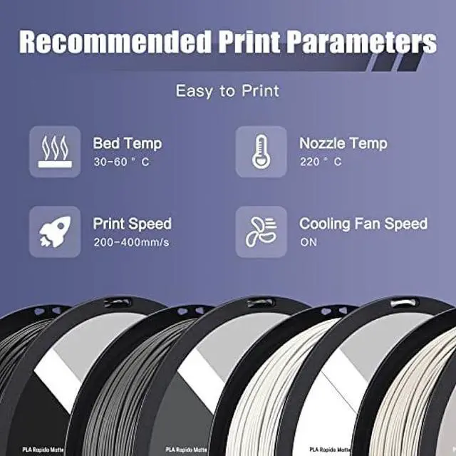 Alt view image 6 of 6 - R QIDI TECHNOLOGY Matte PLA Filament 1.75mm, 3D Printer Filament PLA Rapido Matte 1kg Spool (2.2lbs), Suitable for Hyper Speed Printing, 3D Printing Filament Fit Most FDM 3D Printers, Matte Black