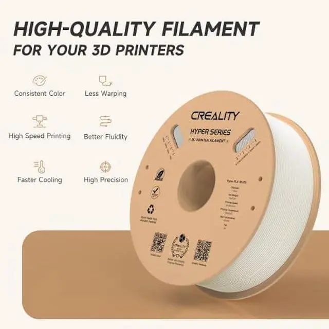 Alt view image 2 of 5 - Official Creality Hyper PLA Filament 1.75mm, High Speed PLA 30-600mm/s 3D Printer Filament, Dimensional Accuracy +/-0.02mm, Fit Most FDM 3D Printers1KG(2.2lbs) Spool White