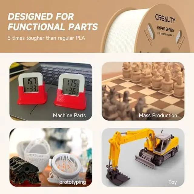 Alt view image 5 of 5 - Official Creality Hyper PLA Filament 1.75mm, High Speed PLA 30-600mm/s 3D Printer Filament, Dimensional Accuracy +/-0.02mm, Fit Most FDM 3D Printers1KG(2.2lbs) Spool White