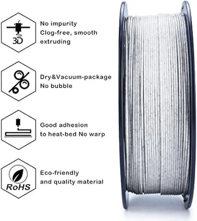 Alt view image 4 of 5 - ZIRO PLA Marble Filament 1.75mm, Nature Rock-Like 3D Printing Material, Fit for Most FDM 3D Printers, 2.2lbs Spool, Marble