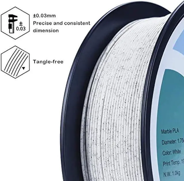 Alt view image 3 of 5 - ZIRO PLA Marble Filament 1.75mm, Nature Rock-Like 3D Printing Material, Fit for Most FDM 3D Printers, 2.2lbs Spool, Marble