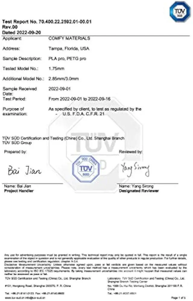 Alt view image 4 of 5 - Certified Food Grade Matte Pastel PLA+ 3D Printer Filament - CARBON by Comfy Materials - Lab Tested FDA Compliant Food Safe, 1.75mm, 1kg, Accuracy: +/- 0.02 (White)