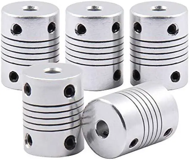 Main image of Saiper Flexible Couplings 5mm to 5mm (5pcs) Aluminum Alloy Joint Connector Compatible with NEMA 17 Stepper Motors, RepRap 3D Printer or CNC Machine, 3D Printer Accessories