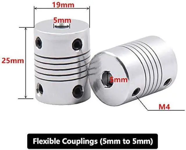 Alt view image 2 of 7 - Saiper Flexible Couplings 5mm to 5mm (5pcs) Aluminum Alloy Joint Connector Compatible with NEMA 17 Stepper Motors, RepRap 3D Printer or CNC Machine, 3D Printer Accessories