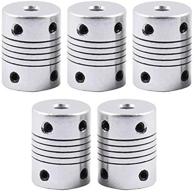Alt view image 3 of 7 - Saiper Flexible Couplings 5mm to 5mm (5pcs) Aluminum Alloy Joint Connector Compatible with NEMA 17 Stepper Motors, RepRap 3D Printer or CNC Machine, 3D Printer Accessories