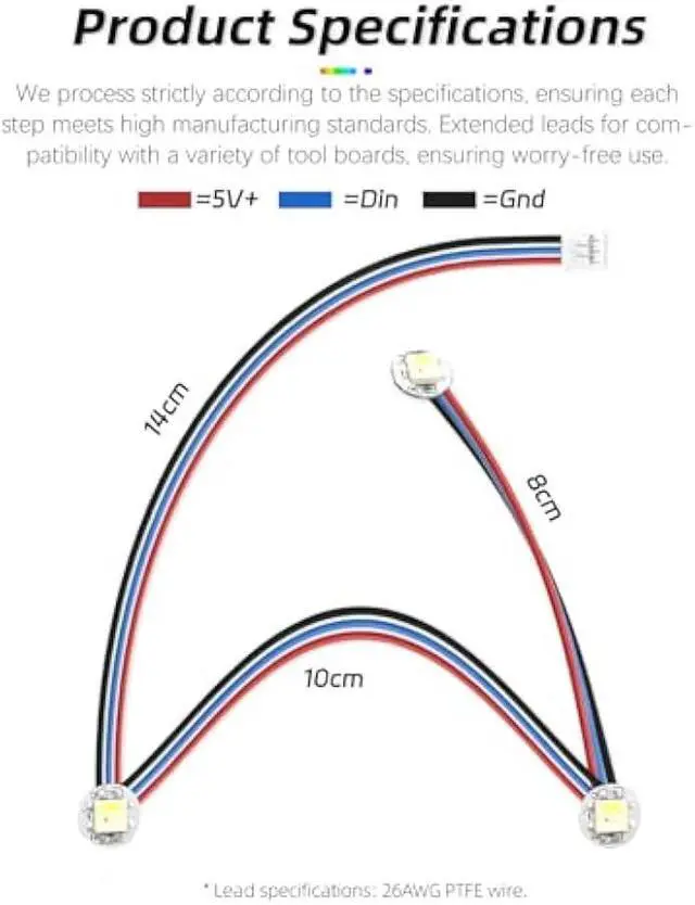 Alt view image 3 of 6 - 1-Pack RGBW Mini Button PCB LED Installed with PTFE Cables Compatible with Voron 2.4 Trident SB StealthBurner Extruder DIY 3D Printer