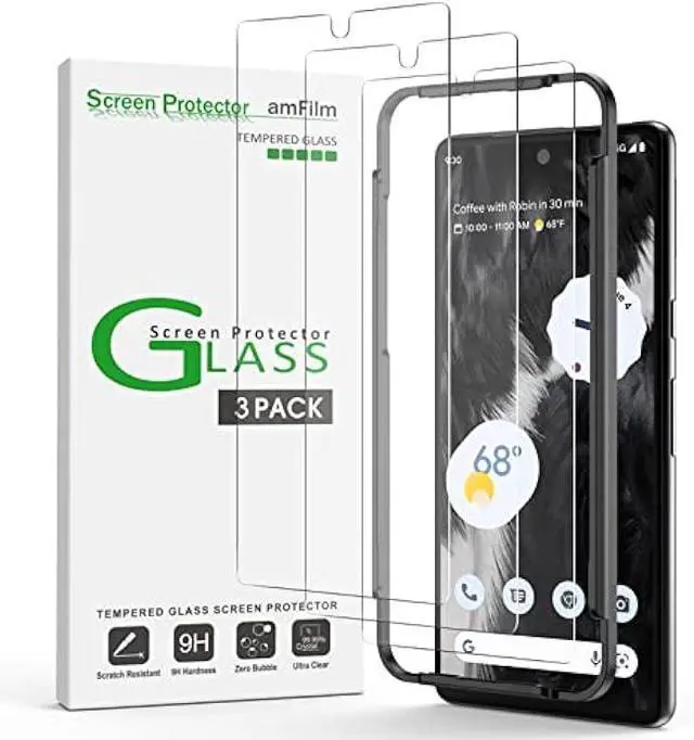 Main image of amFilm Screen Protector Compatible with Google Pixel 7 6.3 Tempered Glass, 0.26mm Thickness HD Clear, Anti-Scratch Bubbles-Free, Tempered Glass, 3 Pack